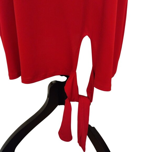 Red Oversized Tunic Top With Side Tie Detail By Salon Studio Size 3X - Picture 6 of 6